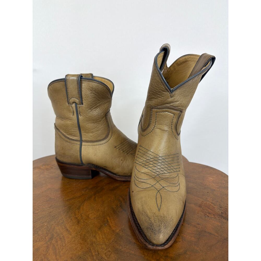 Frye Tan Distressed Leather Short Western Cowboy Boots MEXICO Women's Size 7.5